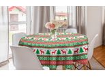 Abakuhaus Tovaglia Rotonda Natalizia, Stagione Delle Feste Cervo, Tovaglia Circolare Per Sala Da Pranzo Decorazione Per Cucina, 150 Cm, Rosso, Verde, Bianco