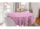 Abakuhaus Tovaglia Rotonda Rosa Confetto, Elementi Trucco E Pettine, Tovaglia Circolare Per Sala Da Pranzo, Decorazione Cucina, 150 Cm, Rosa Confetto E Multicolore