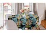 Abakuhaus Tovaglia Rotonda Paisley, Motivi Orientali, Tovaglia Circolare Per Sala Da Pranzo, Decorazione Cucina, 150 Cm, Blu E Arancione