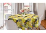 Abakuhaus Tovaglia Geometrica Rotonda, Anelli Psichedelici, Tovaglia Circolare Per Sala Da Pranzo, Decorazione Cucina, 150 Cm, Senape
