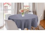 Abakuhaus Tovaglia Geometrica Rotonda, Motivo Simmetrico, Tovaglia Circolare Per Sala Da Pranzo, Decorazione Cucina, 150 Cm, Azzurro Pallido Blu Scuro
