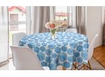 Abakuhaus Tovaglia Rotonda Acquerello, Fiore Giapponese, Tovaglia Circolare Per Sala Da Pranzo, Decorazione Cucina, 150 Cm, Azzurro Cielo