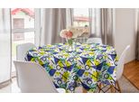Abakuhaus Tovaglia Rotonda Moderna, Tema Geometrico Retrò, Tovaglia Circolare Per Decorazione Sala Da Pranzo Cucina, 150 Cm, Blu, Giallo E Nero