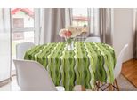 Abakuhaus Tovaglia Rotonda Retrò, Linee Foglie Digitali, Tovaglia Circolare Per Sala Da Pranzo, Decorazione Cucina, 150 Cm, Verde