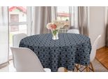 Abakuhaus Giapponese Tovaglia Rotonda, Linea Diamante Floreale, Tovaglia Circolare Per Sala Da Pranzo, Decorazione Cucina, 150 Cm, Grigio Antracite Blu Scuro