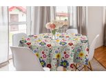 Abakuhaus Tovaglia Rotonda Con Motivi Floreali, Motivo Floreale E Farfalle, Tovaglia Circolare Per Sala Da Pranzo E Cucina, 150 Cm, Multicolore
