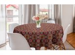 Abakuhaus Tovaglia Rotonda Retrò, Immagine Colorata, Tovaglia Circolare Per Decorazione Sala Da Pranzo Cucina, 150 Cm, Multicolore