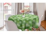Abakuhaus Tovaglia Rotonda Astratta, Circular Eco Arrotondata, Tovaglia Circolare Per Sala Da Pranzo, Decorazione Cucina, 150 Cm, Verde Cacciatore Bianco