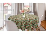 Abakuhaus Tovaglia Rotonda Con Motivi Floreali, Decorata In Stile Vintage, Tovaglia Circolare Per Decorare La Sala Da Pranzo E La Cucina, 150 Cm, Multicolore