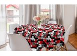 Abakuhaus Rosso Nero Tovaglia Rotonda, Metà Triangoli, Tovaglia Circolare Per Sala Da Pranzo, Decorazione Cucina, 150 Cm, Grigio Antracite E Bianco