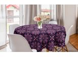 Abakuhaus Tovaglia Rotonda Etnica, Fiori Primaverili, Tovaglia Circolare Per Sala Da Pranzo, Decorazione Per Cucina, 150 Cm, Indaco Rosa Rosa Pallido