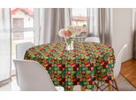 Abakuhaus Tovaglia Rotonda Retrò, Pop Art Grunge Frutta, Tovaglia Circolare Per Sala Da Pranzo, Decorazione Cucina, 150 Cm, Multicolore