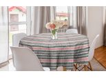 Abakuhaus Tovaglia Rotonda Astratta, Linee Retrò Hipster, Tovaglia Circolare Per Sala Da Pranzo, Decorazione Cucina, 150 Cm, Nero Corallo Bianco
