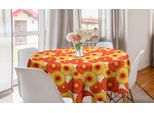 Abakuhaus Tovaglia Rotonda Arancione, Motivo Con Petali Di Gerbera, Tovaglia Circolare Per Decorare La Sala Da Pranzo E La Cucina, 150 Cm, Arancione Giallo Scarlatto