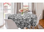 Abakuhaus Tovaglia Rotonda Con Motivi Floreali, Foglie Monocromatiche Giardino, Tovaglia Circolare Per Sala Da Pranzo, Decorazione Cucina, 150 Cm, Bianco E Nero