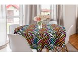Abakuhaus Tovaglia Geometrica Rotonda, Grunge Puzzle Retro, Tovaglia Circolare Per Sala Da Pranzo, Decorazione Cucina, 150 Cm, Multicolore
