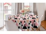 Abakuhaus Tovaglia Geometrica Rotonda, Arte Moderna Scarabocchiata, Tovaglia Circolare Per Sala Da Pranzo, Decorazione Cucina, 150 Cm, Pesca Corallo Nero