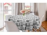 Abakuhaus Tovaglia Geometrica Rotonda, Edificio Residenziale, Tovaglia Circolare Per Sala Da Pranzo, Decorazione Per Cucina, 150 Cm, Grigio Bianco