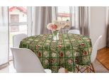 Abakuhaus Tovaglia Rotonda Natalizia, Orsacchiotti Natalizi, Tovaglia Circolare Per Decorare La Sala Da Pranzo E La Cucina, 150 Cm, Verde Oliva E Bianco