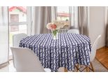 Abakuhaus Luau Tovaglia Rotonda, Blu E Bianco Hibiscus, Tovaglia Circolare Per Sala Da Pranzo, Decorazione Cucina, 150 Cm, Blu Notte E Bianco