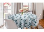 Abakuhaus Tovaglia Rotonda Con Motivi Floreali, Doodle Floral Botanik, Tovaglia Circolare Per Sala Da Pranzo E Cucina, 150 Cm, Grigio Blu-Grigio Bianco
