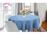 Abakuhaus Tovaglia Rotonda In Damasco, Fiori Antichi Simmetrici, Tovaglia Circolare Per Sala Da Pranzo, Decorazione Per Cucina, 150 Cm, Blu Ardesia Avorio