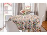 Abakuhaus Tovaglia Rotonda, Stile Pop Art Retrò, Tovaglia Circolare Per Sala Da Pranzo E Cucina, 150 Cm, Multicolore