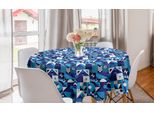 Abakuhaus Tovaglia Rotonda Blu Navy, Contemporary Abstract, Tovaglia Circolare Per Sala Da Pranzo, Decorazione Cucina, 150 Cm, Viola, Azzurro Pallido, Bianco