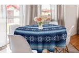 Abakuhaus Tovaglia Rotonda Invernale, Jacquard Tradizionale, Tovaglia Circolare Per Sala Da Pranzo, Decorazione Cucina, 150 Cm, Blu E Bianco