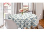 Abakuhaus Tovaglia Geometrica Rotonda, Motivo Foglie, Tovaglia Circolare Per Sala Da Pranzo, Decorazione Cucina, 150 Cm, Blu Ardesia-Crema