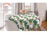 Abakuhaus Tovaglia Rotonda Con Cactus, Fiori Cartoon, Tovaglia Circolare Per Sala Da Pranzo, Decorazione Cucina, 150 Cm, Pesca-Rosa-Verde