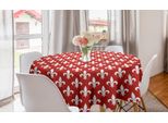 Abakuhaus Tovaglia Rotonda Fleur De Lis, Araldica, Tovaglia Circolare Per Sala Da Pranzo, Decorazione Per Cucina, 150 Cm, Rosso-Bianco