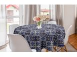 Abakuhaus Tovaglia Rotonda Marocchina, Quadrati Azulejos, Tovaglia Circolare Per Sala Da Pranzo, Decorazione Cucina, 150 Cm, Blu Navy-Beige