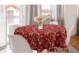 Abakuhaus Tovaglia Rotonda Con Foglie, Motivo Fogliame Colorato, Tovaglia Circolare Per Sala Da Pranzo, Decorazione Cucina, 150 Cm, Vermiglio Rubino-Beige