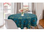 Abakuhaus Tovaglia Rotonda Tribale, Bunt Blooming Flora, Tovaglia Circolare Per Sala Da Pranzo, Decorazione Cucina, 150 Cm, Multicolore