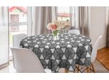 Abakuhaus Tovaglia Rotonda Bianca E Nera, Figura Geometrica, Tovaglia Circolare Per Sala Da Pranzo, Decorazione Per Cucina, 150 Cm, Bianca E Nera