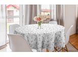 Abakuhaus Tovaglia Rotonda Grigia E Bianca, Fiori Classici, Tovaglia Circolare Per Sala Da Pranzo, Decorazione Cucina, 150 Cm, Grigio Chiaro Bianco