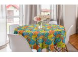 Abakuhaus Tovaglia Rotonda Con Motivo Floreale Ornamentale, Tovaglia Circolare Per Sala Da Pranzo E Cucina, 150 Cm, Multicolore