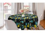 Abakuhaus Tovaglia Rotonda, Motivo Scientifico, Tovaglia Circolare Per Sala Da Pranzo E Cucina, 150 Cm, Turchese, Giallo, Nero