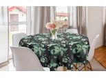 Abakuhaus Tovaglia Rotonda Grigia E Verde, Fiori, Tovaglia Circolare Per Sala Da Pranzo, Decorazione Per Cucina, 150 Cm, Grigio Menta Verde