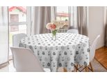 Abakuhaus Tovaglia Rotonda Pasquale, Con Motivo Coniglietti E Uova, Tovaglia Circolare Per Sala Da Pranzo, Decorazione Per Cucina, 150 Cm, Bianco E Nero