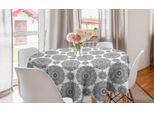 Abakuhaus Tovaglia Rotonda Mandala, Fiori E Foglie Orientali, Tovaglia Circolare Per Sala Da Pranzo, Decorazione Per Cucina, 150 Cm, Bianco E Nero