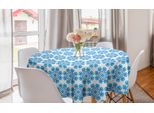Abakuhaus Tovaglia Rotonda Etnica, Motivo Floreale Polacco, Tovaglia Circolare Per Sala Da Pranzo, Decorazione Per Cucina, 150 Cm, Blu E Blu Scuro