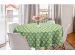 Abakuhaus Tovaglia Rotonda Retrò, Motivi Artistici Floreali, Tovaglia Circolare Per Sala Da Pranzo, Decorazione Cucina, 150 Cm, Verde Mare, Giallo, Beige