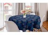 Abakuhaus Tovaglia Rotonda Astratta, Pois Moderni, Tovaglia Circolare Per Sala Da Pranzo, Decorazione Cucina, 150 Cm, Azzurro Pallido Blu Navy