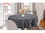 Abakuhaus Tovaglia Rotonda Con Motivi Scarabocchiati, Motivo Rami Primaverili, Tovaglia Circolare Per Sala Da Pranzo, Decorazione Cucina, 150 Cm, Multicolore