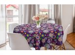 Abakuhaus Tovaglia Rotonda Hippie, Ispirazione Anni '60, Tovaglia Circolare Per Sala Da Pranzo E Cucina, 150 Cm, Multicolore