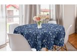 Abakuhaus Tovaglia Rotonda Blu, Foglie Acquerellate, Tovaglia Circolare Per Sala Da Pranzo E Cucina, 150 Cm, Malva Chiaro, Azzurro Pallido