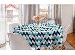 Abakuhaus Tovaglia Rotonda Blu E Bianca, Zig Zag Moderno, Tovaglia Circolare Per Sala Da Pranzo Decorazione Cucina, 150 Cm, Azzurro Blu Scuro