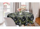 Abakuhaus Tovaglia Rotonda Con Motivi Floreali, Foglie Autunnali E Volute, Tovaglia Circolare Per Sala Da Pranzo E Cucina, 150 Cm, Grigio, Giallo, Verde